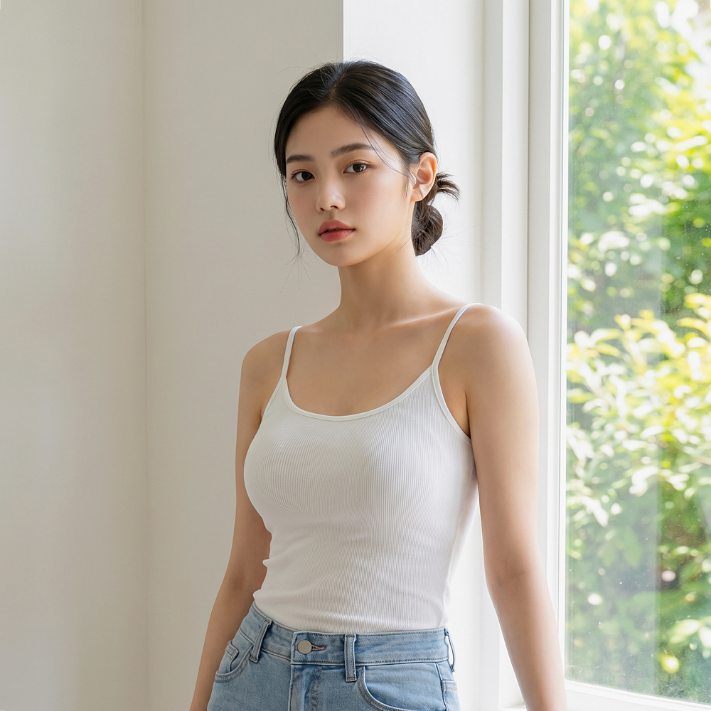 힙핑크 [+3cm] 올데이 컴포트 모달 볼륨 캡 롱 끈나시 - 상품 이미지
