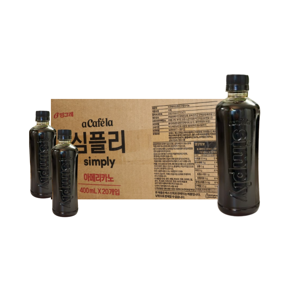 빙그레 아카페라 심플리 아메리카노 400ml x20개입 커피 - 상품 이미지