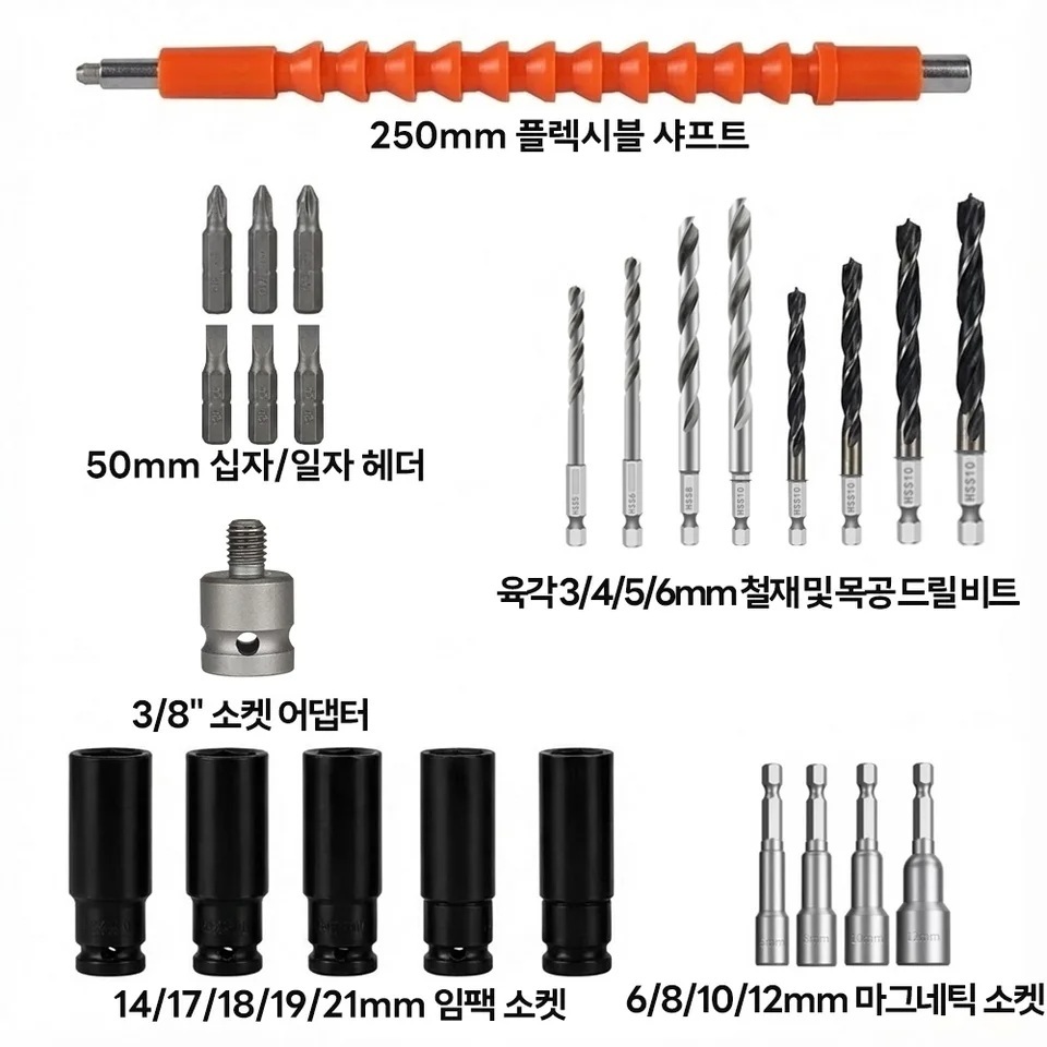 전동 임팩드릴 충전식 무선 임팩트 렌치 580N 20V 배터리 2개 1세트 - 상세 이미지 3