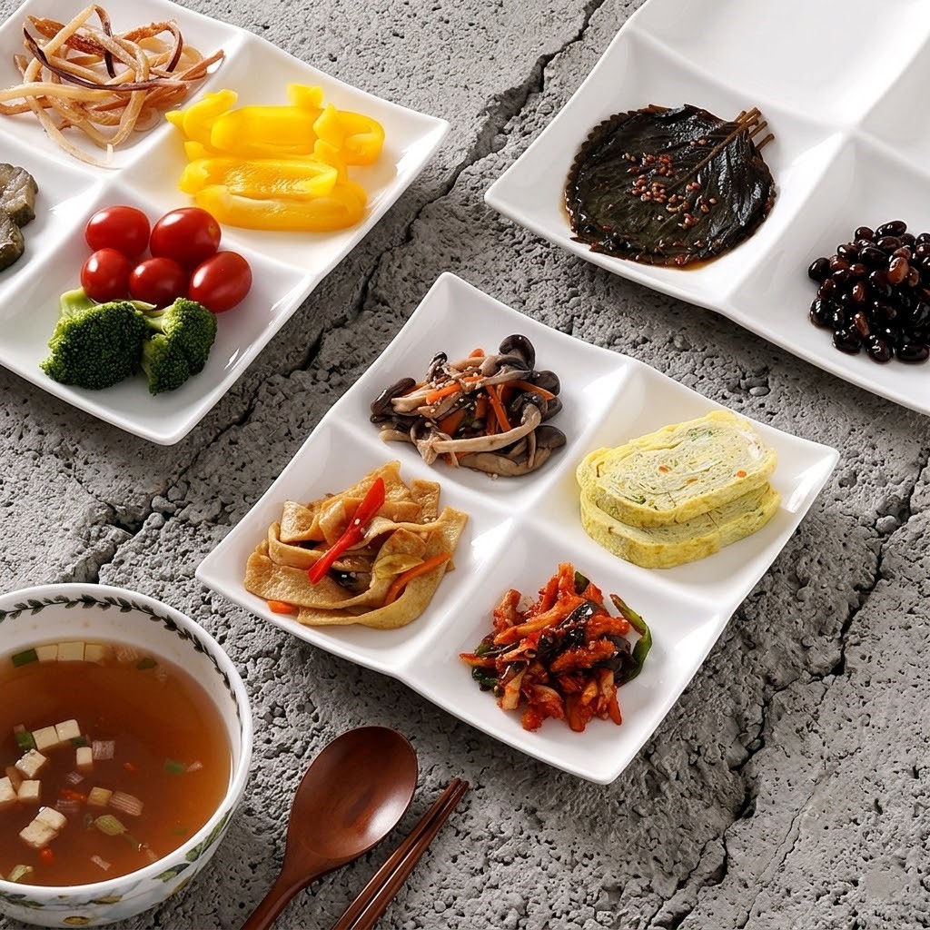멘도사 4칸 나눔 접시 사각 4절판 마른 안주 반찬 그릇 24.4cm, 화이트 - 상세 이미지 5
