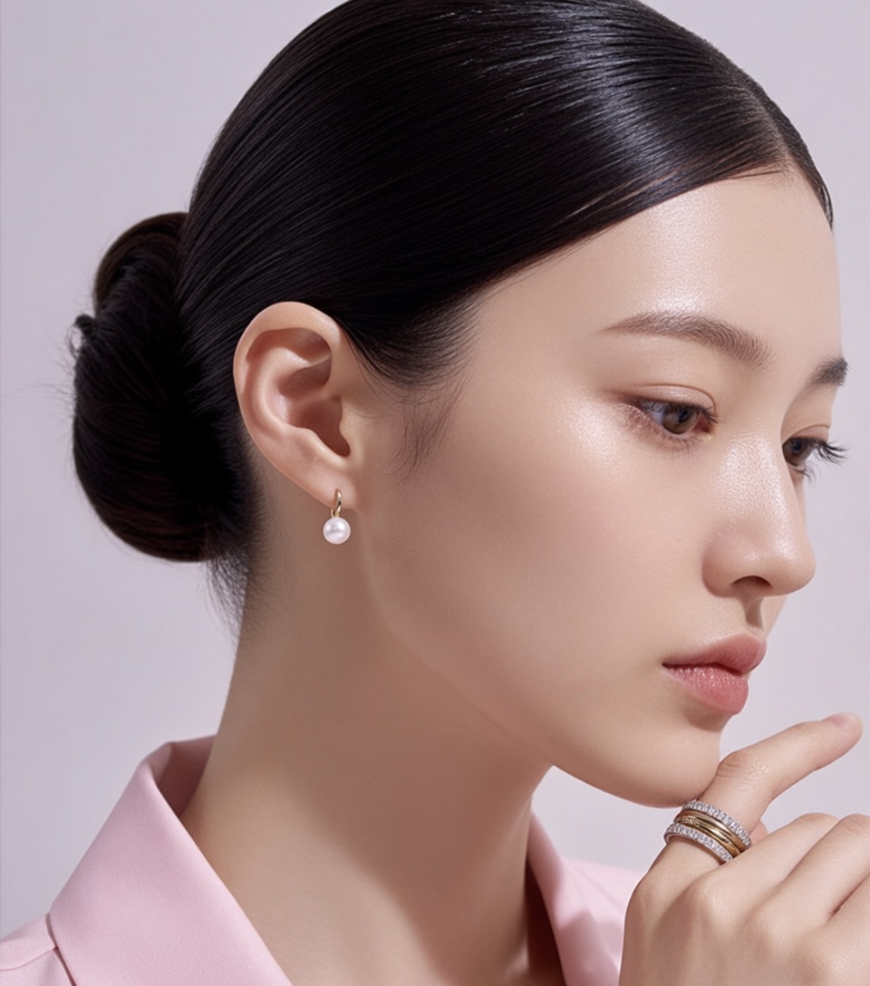 14K 베이직 진주 귀걸이 - 상세 이미지 2