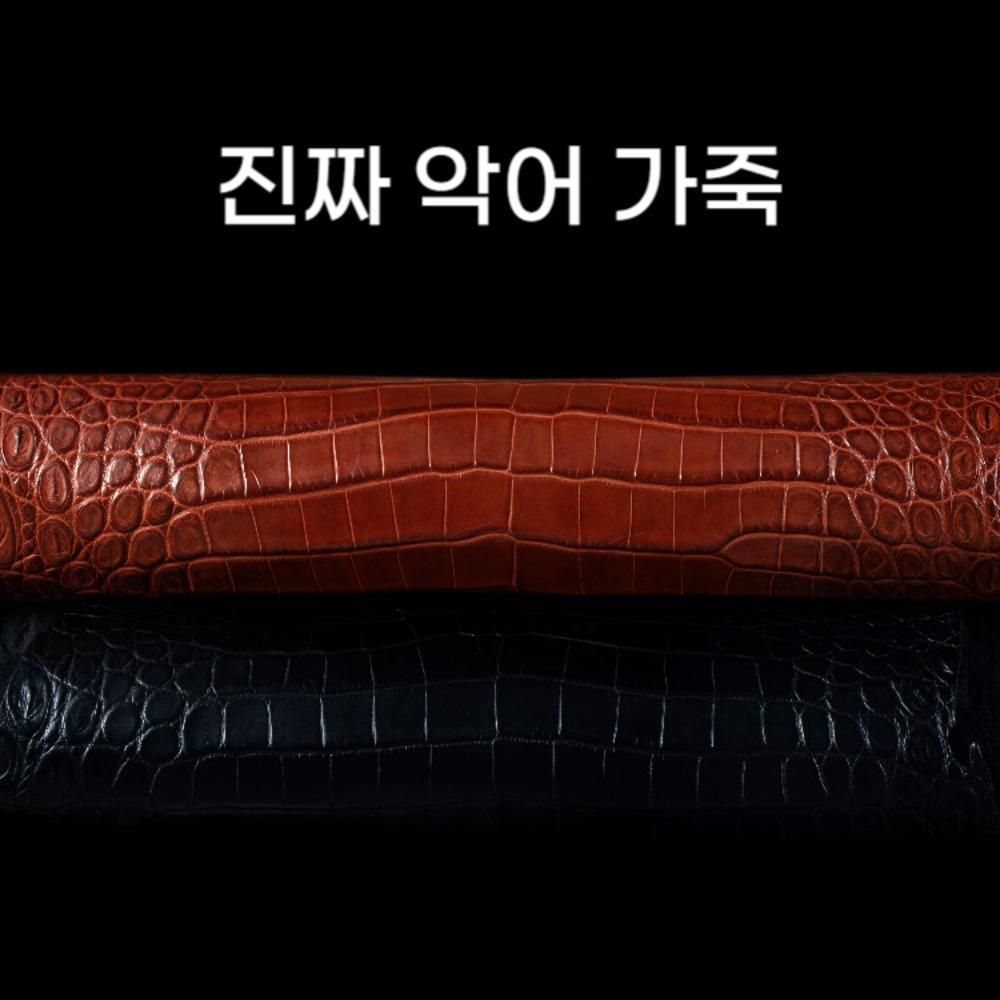 18~22mm 진짜 아메리칸 악어가죽 손목시계 (블랙 엣지 실버 리본) 스트랩 밴드 - 상세 이미지 5