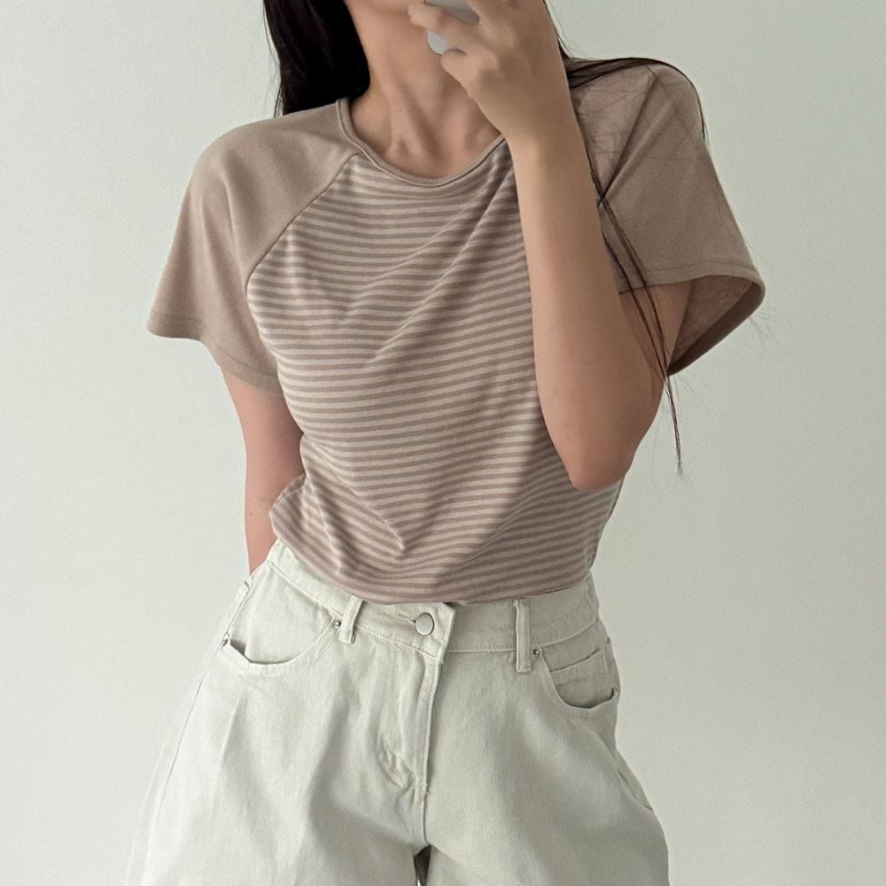 나그랑티셔츠 여자반팔티 스트라이프 이미지 8
