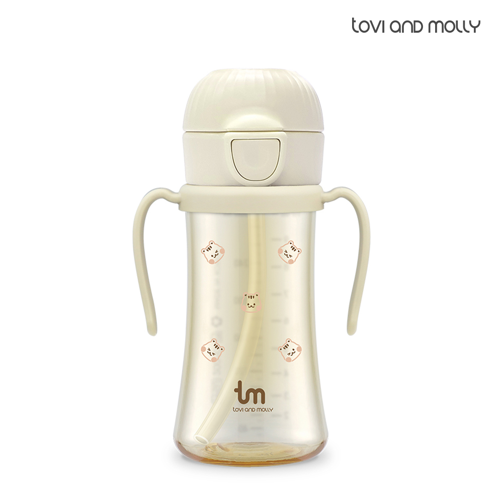 [토비앤몰리] 새지않는 아기 유아 어린이집 자기주도 원터치 빨대컵 돗람이 바닐라 180ml 280ml