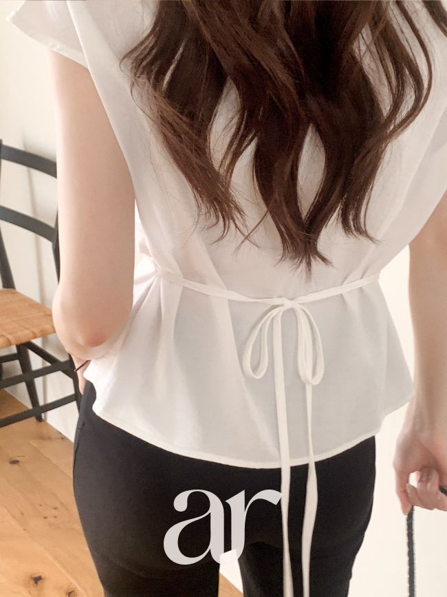 린넨 언발 셔링 블라우스 bs8775 이미지 7