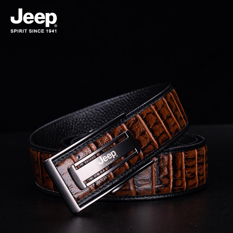 JEEP 악어무늬 소가죽 벨트 3.5cm 남성 비지니스 패션 허리띠 스트랩 정장 이미지 6
