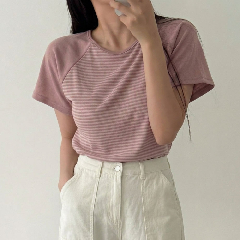나그랑티셔츠 여자반팔티 스트라이프 이미지 6