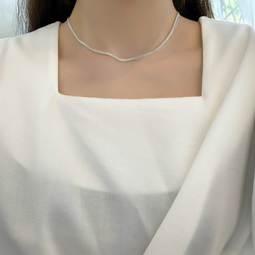 실버925 커브 체인 목걸이 볼드 레이어드 - 상세 이미지 3
