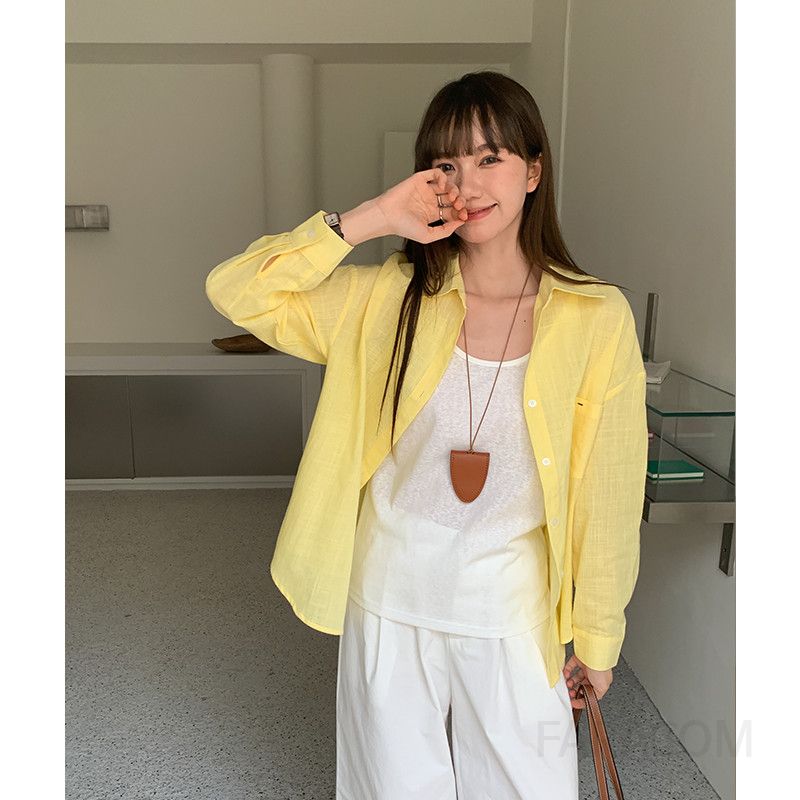 여성 데일리 캐주얼 루즈핏 코튼 포켓 자수 포인트 긴팔 셔츠 남방 이미지 6