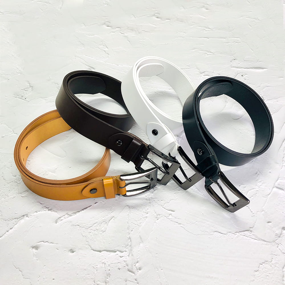 40mm 이탈리아 통가죽 와이드 모던스퀘어 벨트 HN08 유공벨트 - 상품 이미지