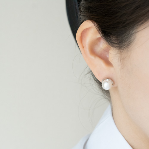 실버925 스와로브스키 10mm 진주 귀걸이 볼드 이미지 6