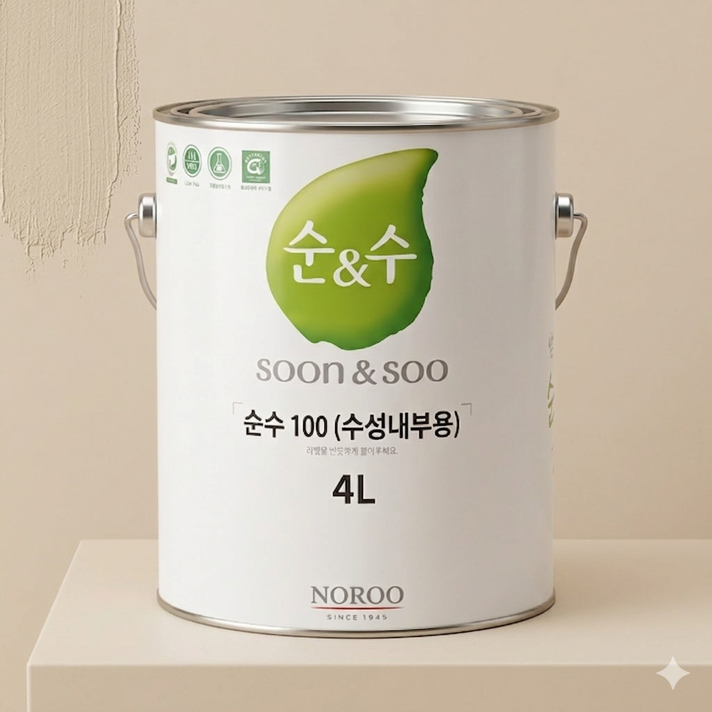 네이버 노루표 순앤수100 친환경 수성페인트 무광 4L 화이트