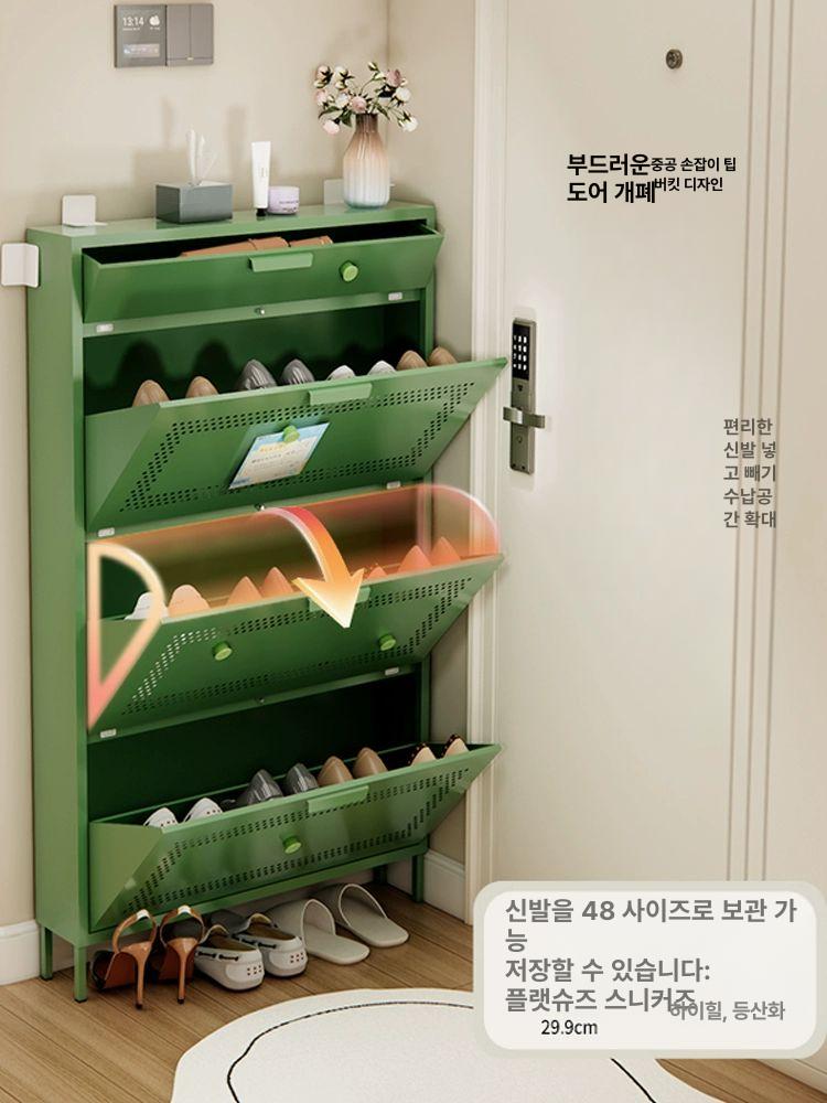 슬림신발장 좁은공간 현관수납 틈새정리 신발보관함 좁은틈 공간활용수납 - 상세 이미지 4