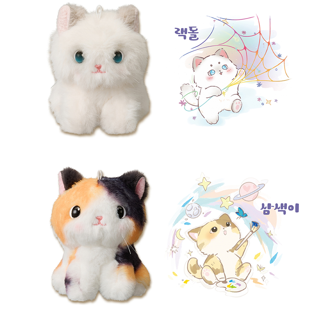 미미펫 귀욤냥이 귀염냥이 고양이 인형 1BOX 애니멀 시리즈 서프라이즈 키링 스티커 세트 - 상세 이미지 5