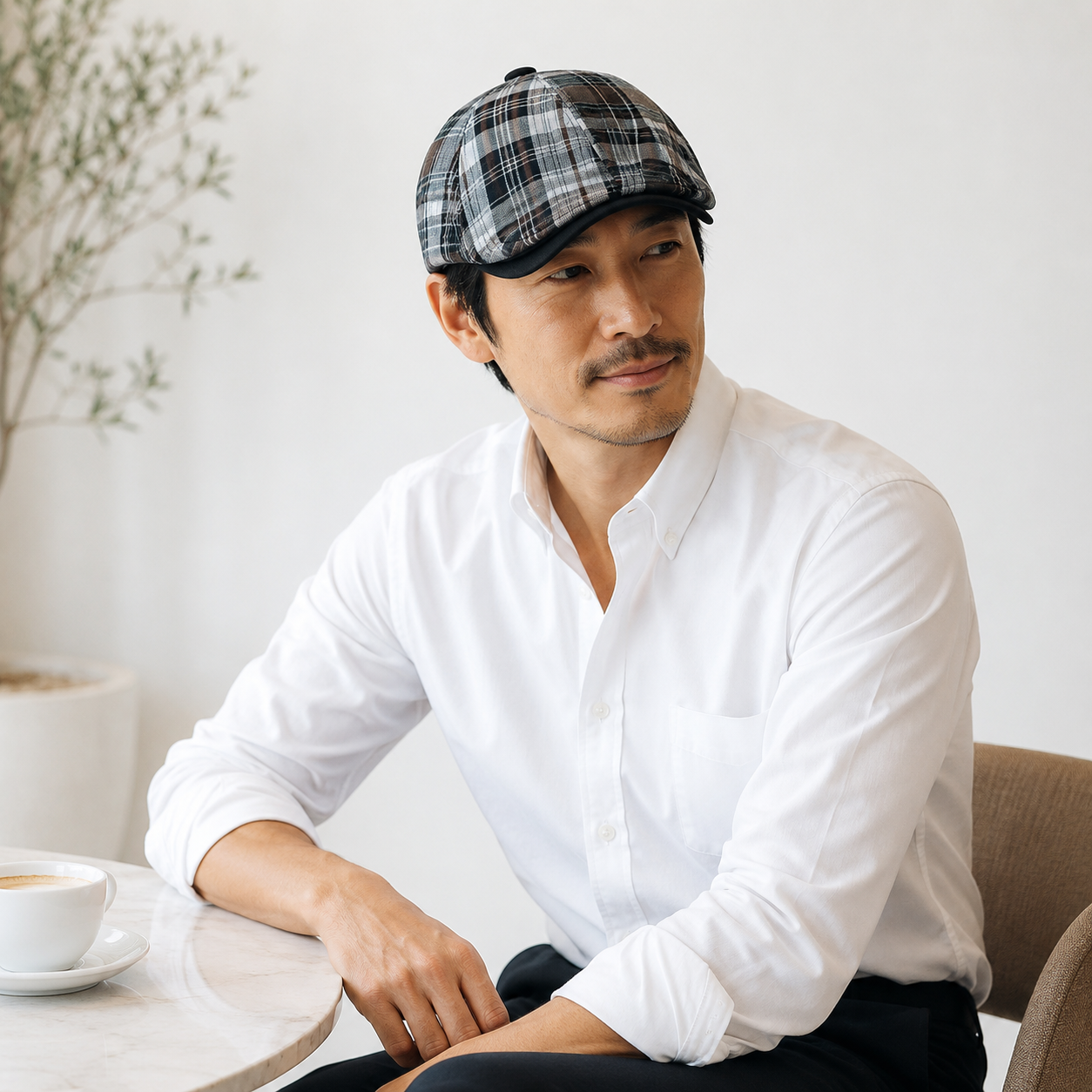 체크 남자헌팅캡 중년남성모자 사계절 도리구찌 신사 플랫캡 아빠선물 똑딱이 이미지 8