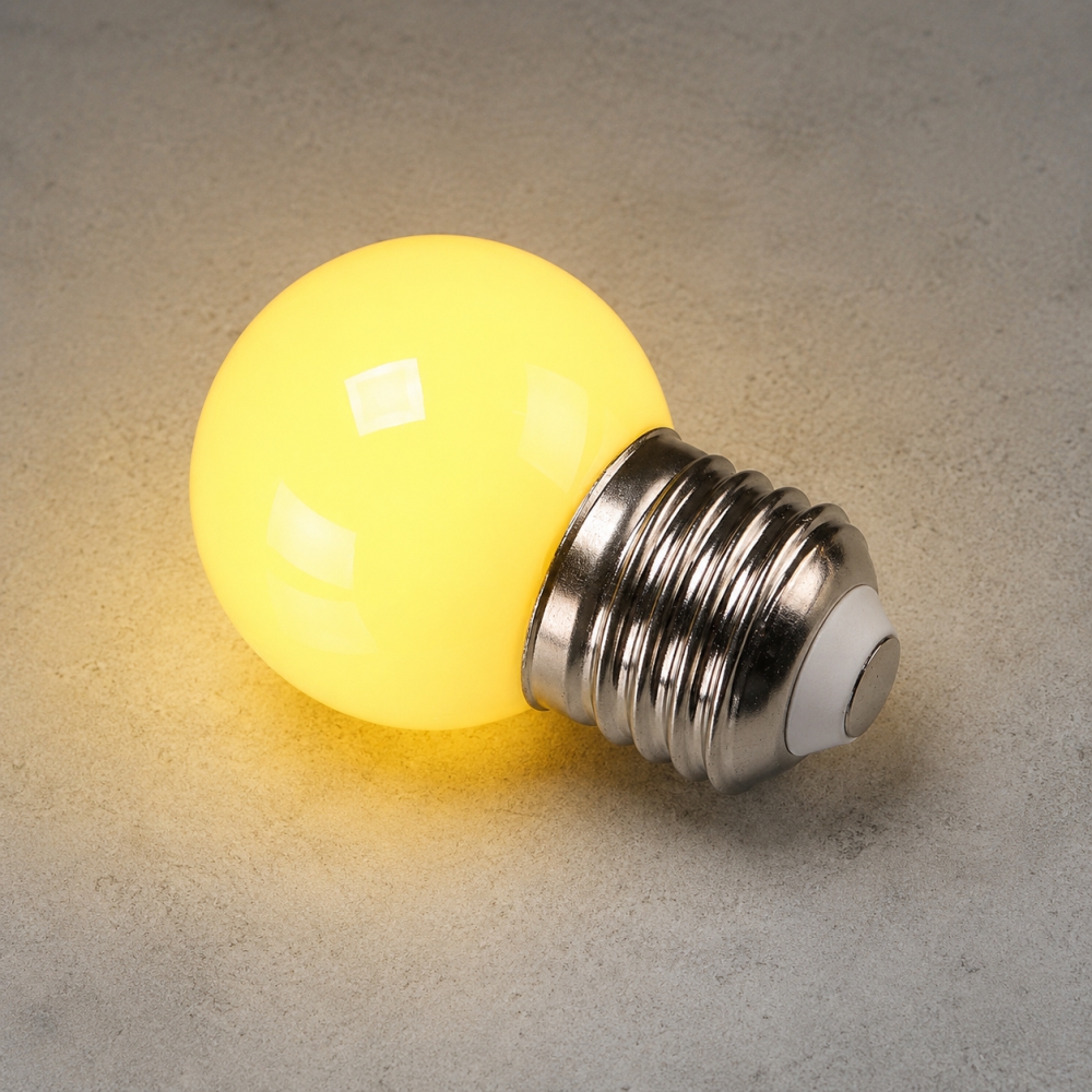 LED 칼라 인지구 G45 1.5W 옐로우 매장 카페 클래식 램프 일광전구 - 상품 이미지