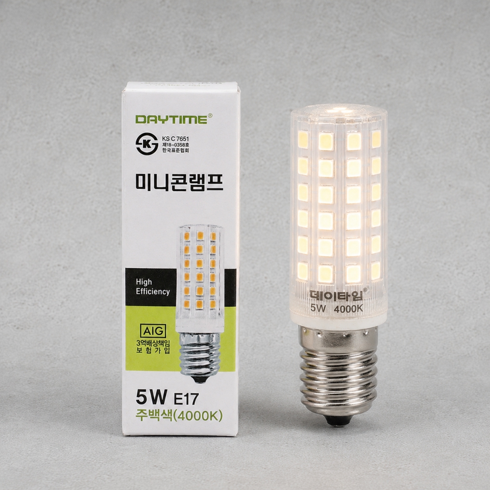 LED 콘램프 전구 5W E17 주백색 미니 옥수수 꼬마 램프 데이타임 - 상품 이미지