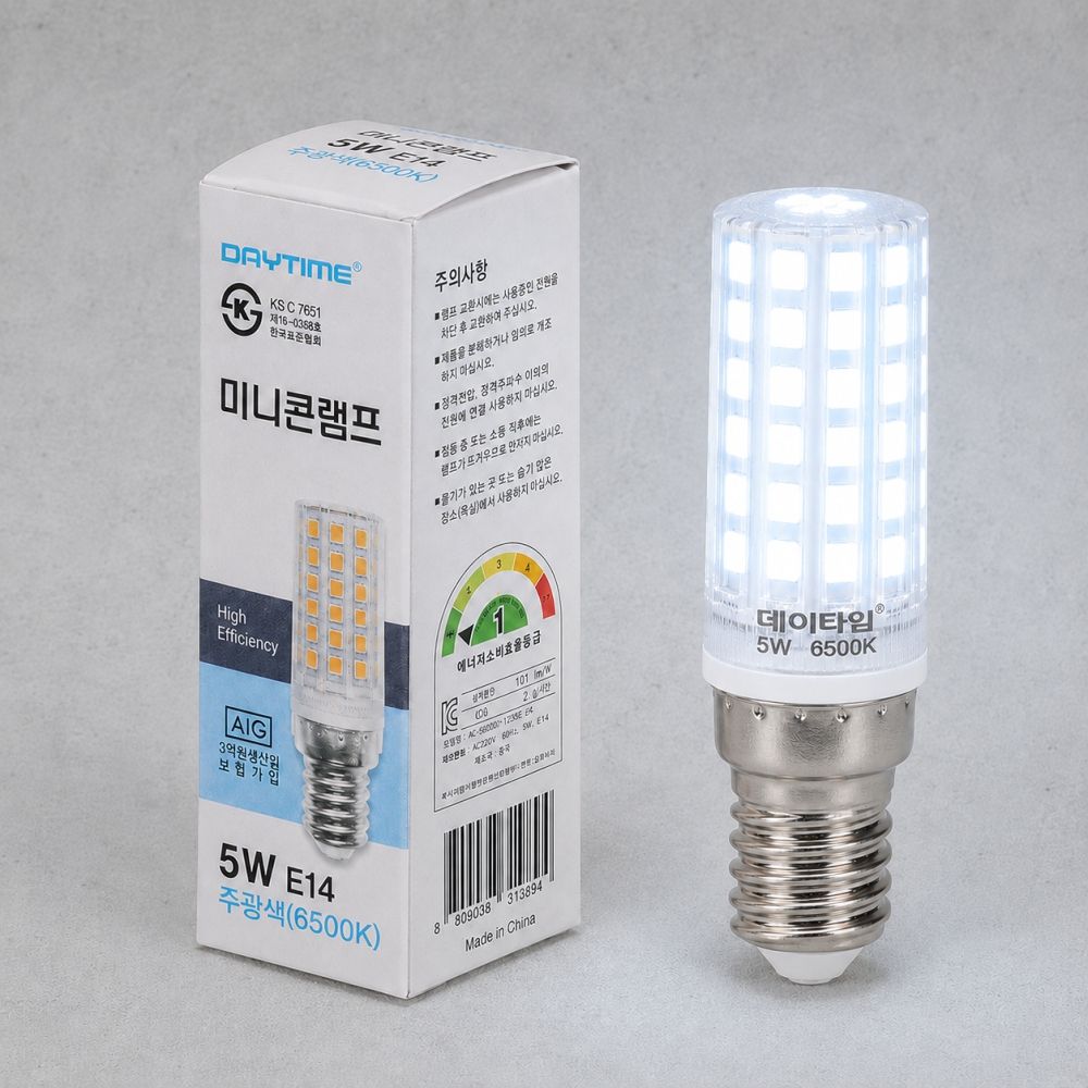 LED 콘램프 전구 5W E14 주광색 미니 옥수수 꼬마 램프 데이타임 - 상품 이미지