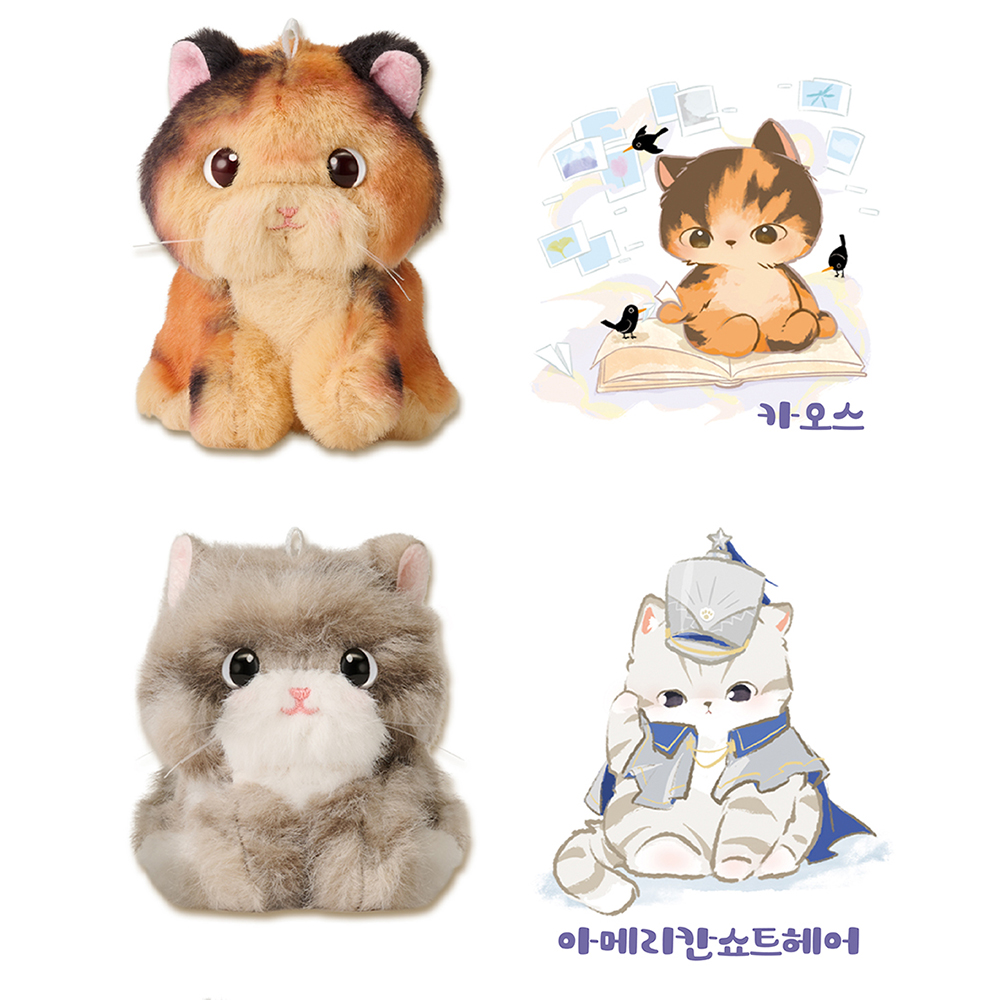 미미펫 귀욤냥이 귀염냥이 고양이 인형 1BOX 애니멀 시리즈 서프라이즈 키링 스티커 세트 - 상세 이미지 4