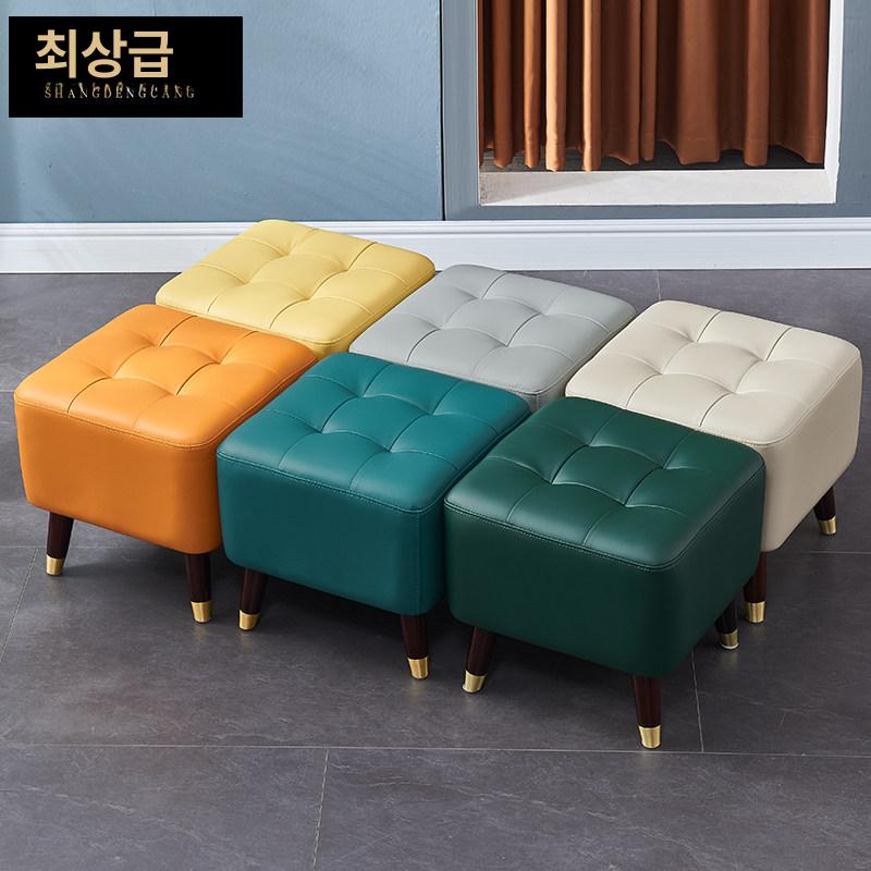 발받침의자 소파스툴 가죽 보조의자 홈 인테리어 발판 푹신한 발받침 디자인 체어 - 상세 이미지 2