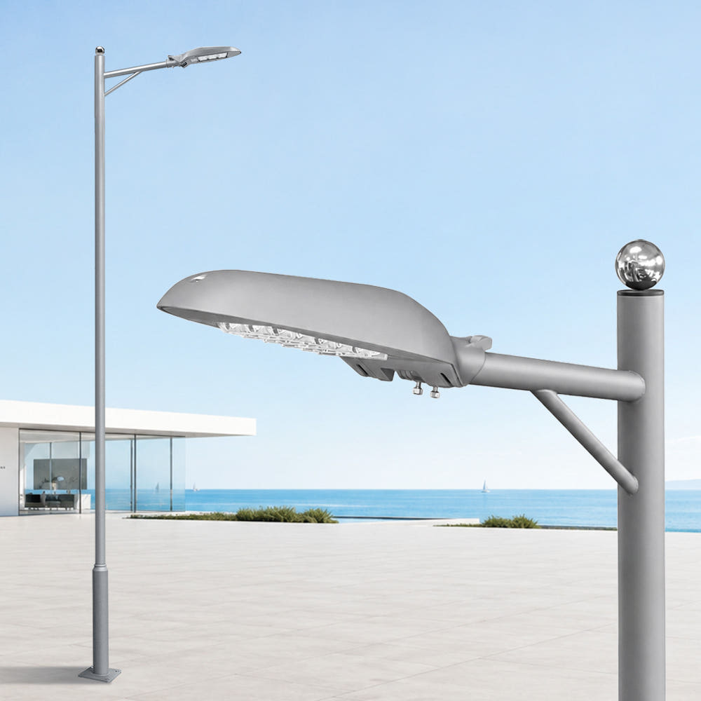 도로 LED 가로등 헤드 75W 가로등주 3m 전기 보안등 외등 아파트 공원 강관주 폴대 - 상품 이미지