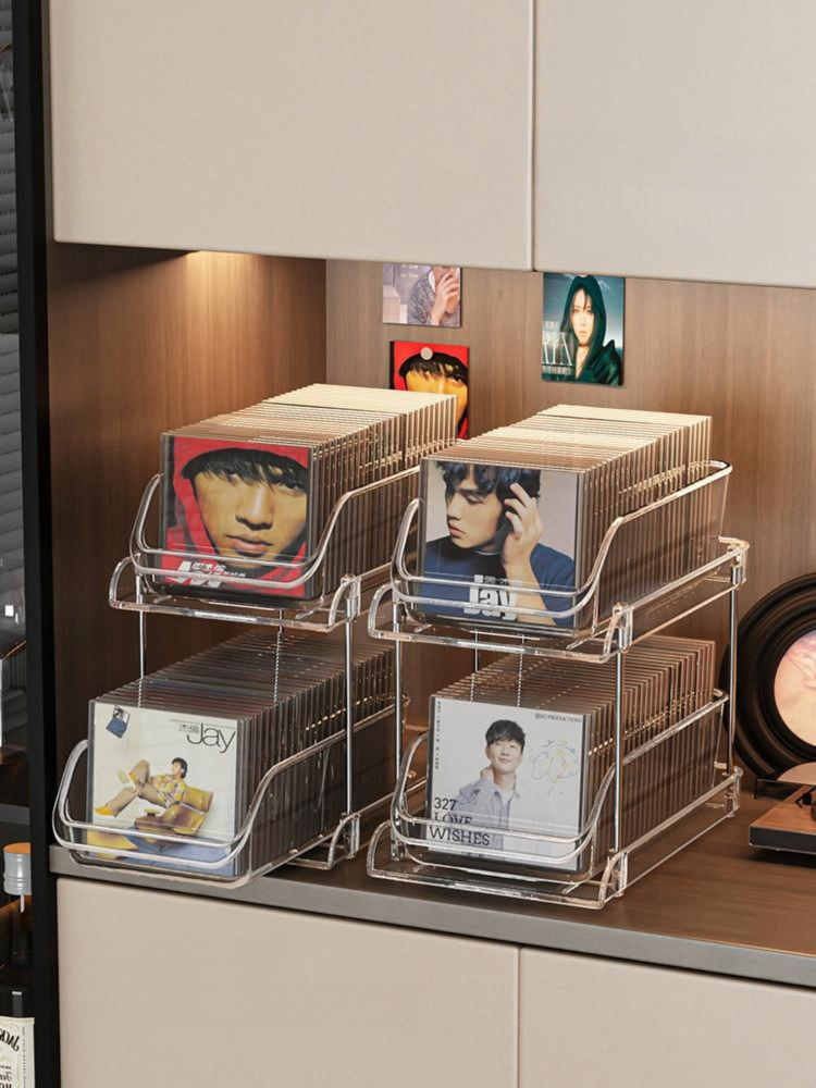 투명 아크릴 레코드 보관함 디스크 정리대 CD 수납장 진열선반 스탠드형 책장 - 상품 이미지