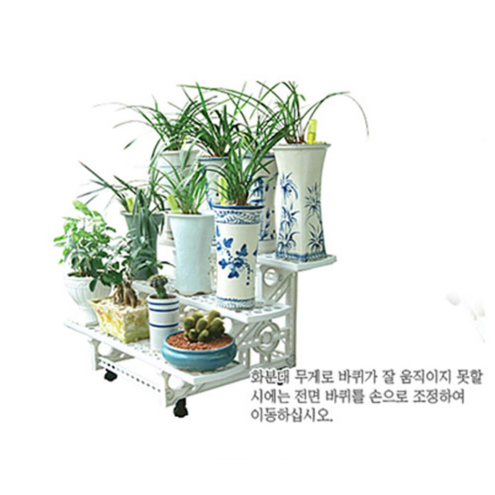 모던 이동식 화분 정리대 3단 진열대 선반 다이 - 상품 이미지