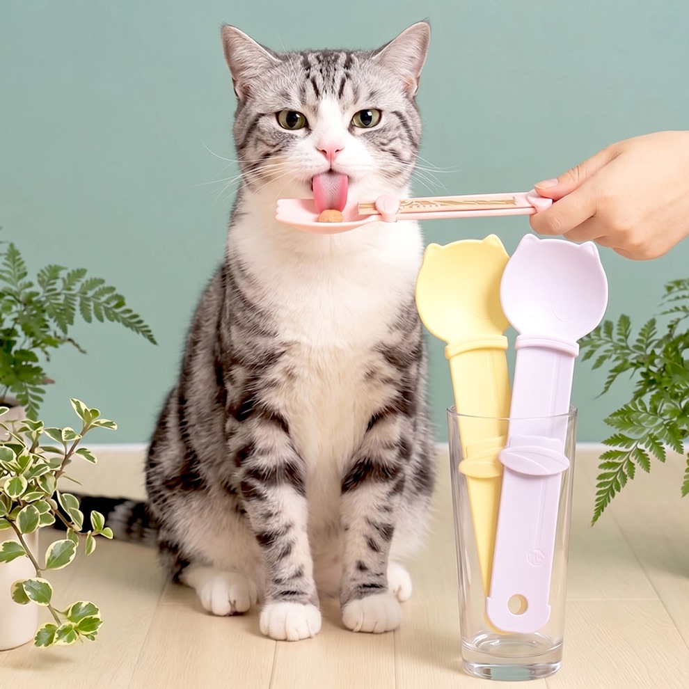 츄르 짜개 고양이 습식 추르 스틱 간식 스푼 집사 캣맘 스퀴저 길고양이 츄루 짜게 디스펜서 - 상품 이미지