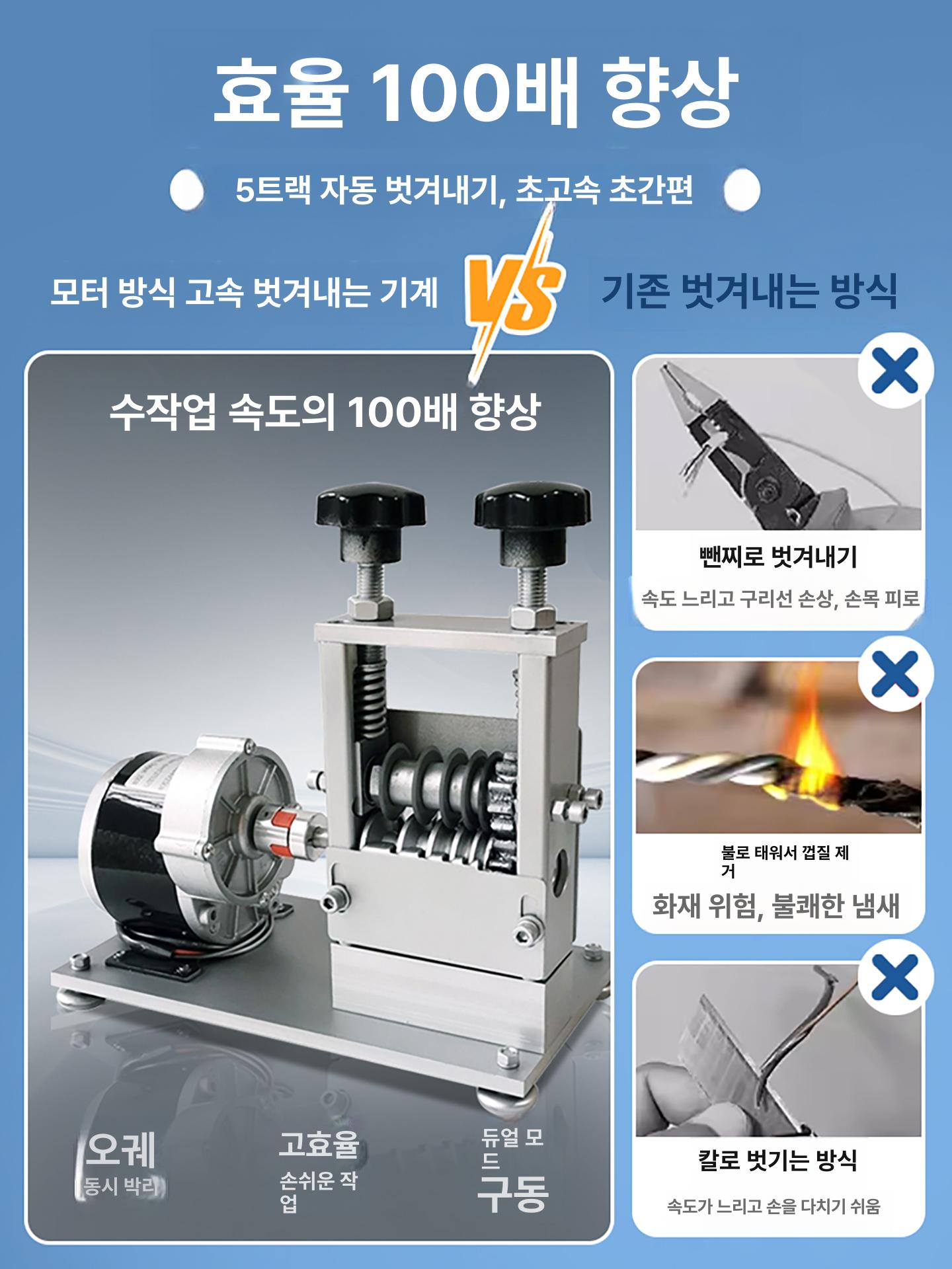전선 까는 기계 탈피기 스트리퍼 공업용 연회색 250W 5날 6홀 - 상세 이미지 3