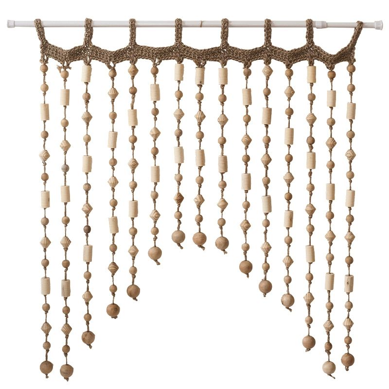 구슬 비즈발 공간분리 주방 줄 원목 발 블라인드 커튼 수제 원목 구슬 반커튼 - 상품 이미지