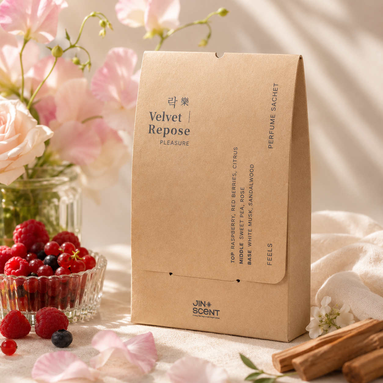 진센트 Feels 퍼퓸샤쉐 사쉐 옷장 차량용 방향제 락(베리/플로럴), 40g, 1개 - 상품 이미지