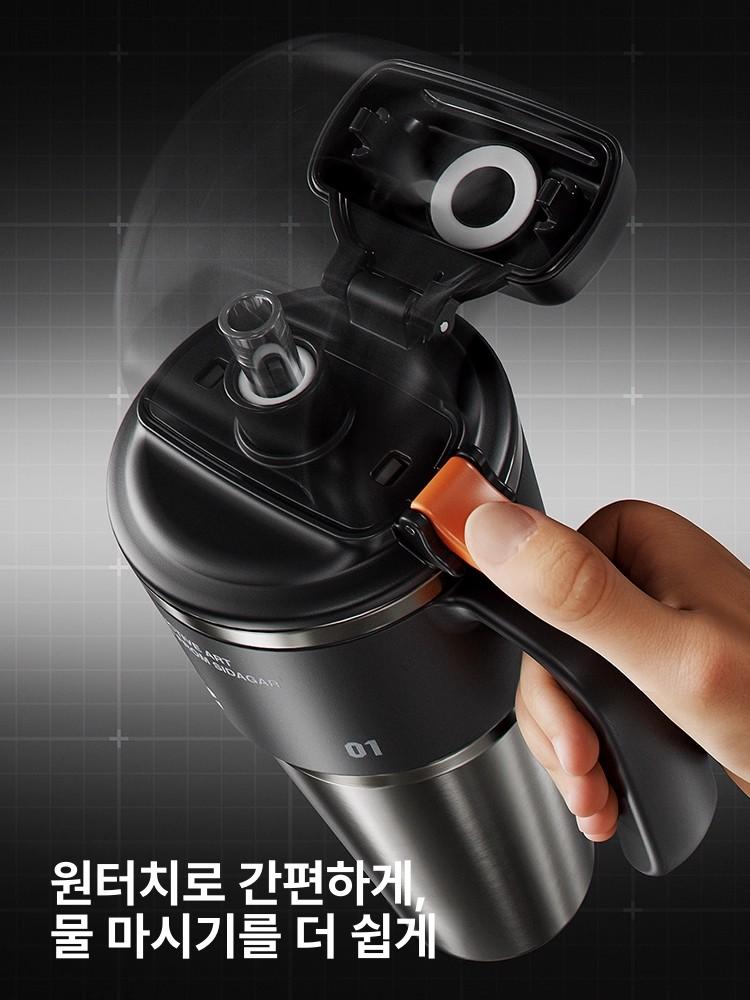 보온보냉 텀블러 차량용 빨대컵 휴대용 음료잔 원터치 뚜껑 세라믹 머그 - 상세 이미지 2
