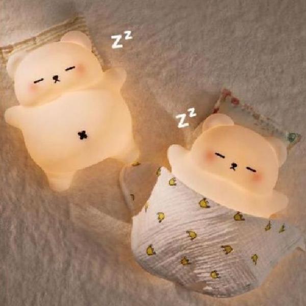 배를 움직이는 곰돌이 무드등 LED 코골이 ASMR 백색소음 3단 밝기 실리콘 - 상세 이미지 3