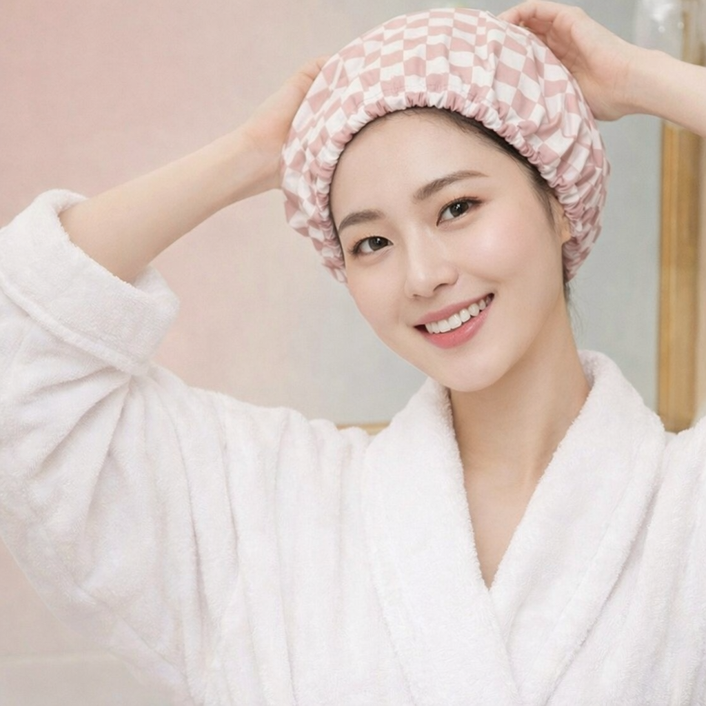 만듬 프리미엄 3중 방수 세안 트리트먼트 샤워 헤어캡 헤어팩 - 상품 이미지