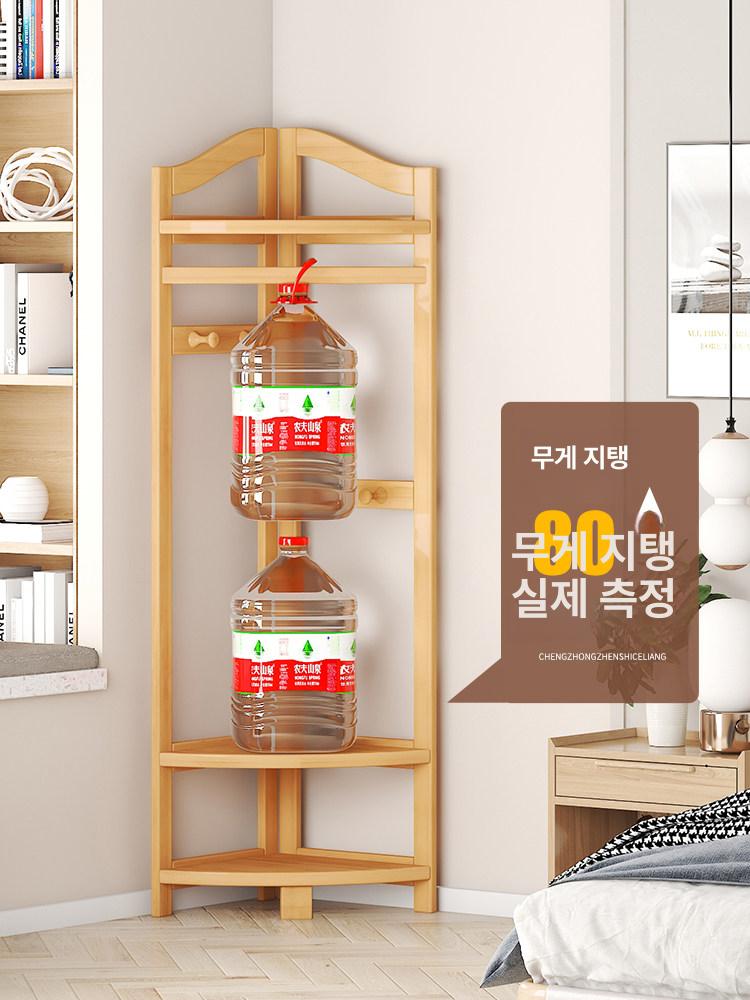 옷걸이 스탠드 침실 의류수납 선반 원목 코너 정리대 와인색 원룸 인테리어 - 상세 이미지 3