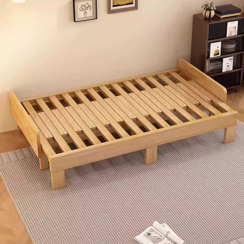 확장형 소파베드 원목 자취방 원룸 공간활용 침대 65x110cm 원목색 그레이 - 상세 이미지 3