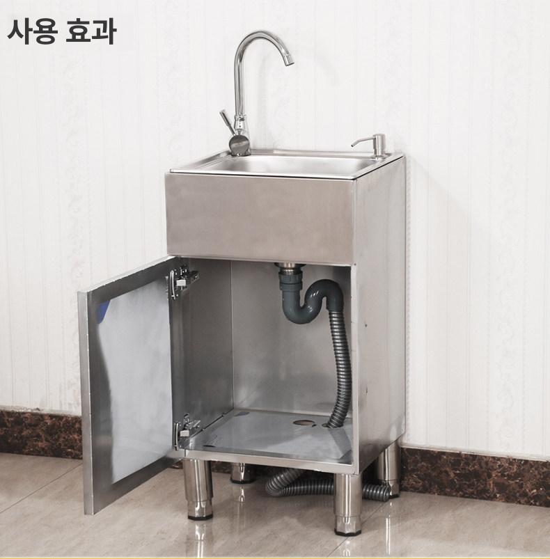 옥외용 세정대 스테인리스 야외 싱크볼 손세면대 크린룸 37x31 온수 냉수 단일문 - 상세 이미지 2
