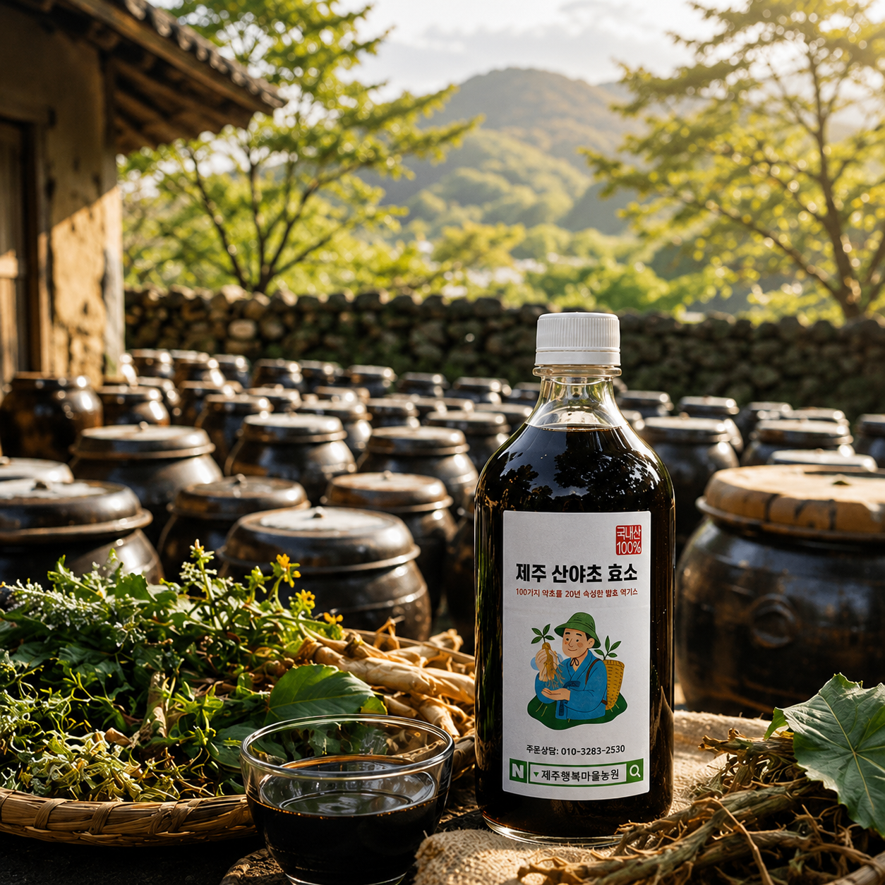 제주 야생 산야초 효소 발효액 자연발효 1리터 - 상품 이미지