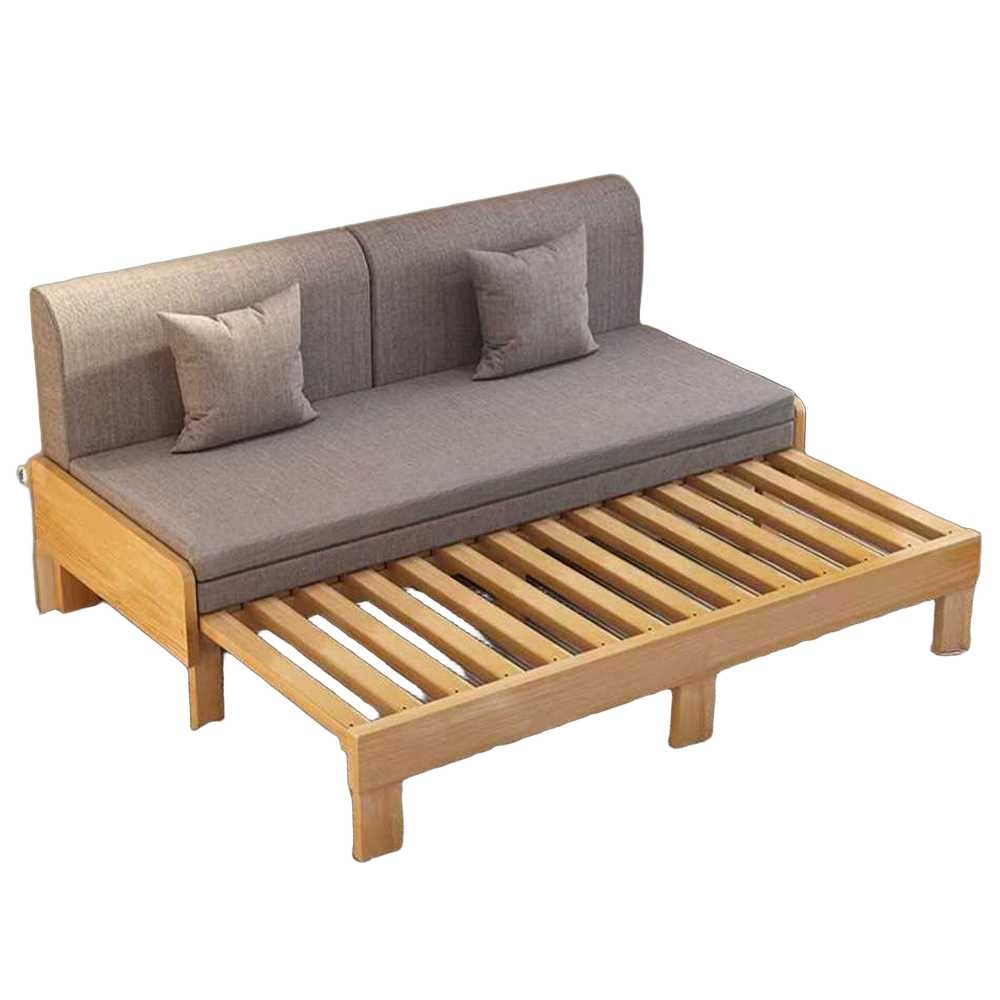 확장형 소파베드 원목 자취방 원룸 공간활용 침대 65x110cm 원목색 그레이 - 상품 이미지