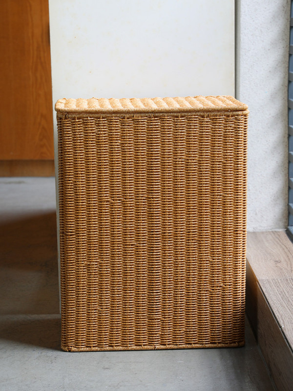 라탄 사각 빨래바구니 세탁바구니 특대형 수건 라이트커피 플립탑 수납함 32x18x41cm - 상세 이미지 5