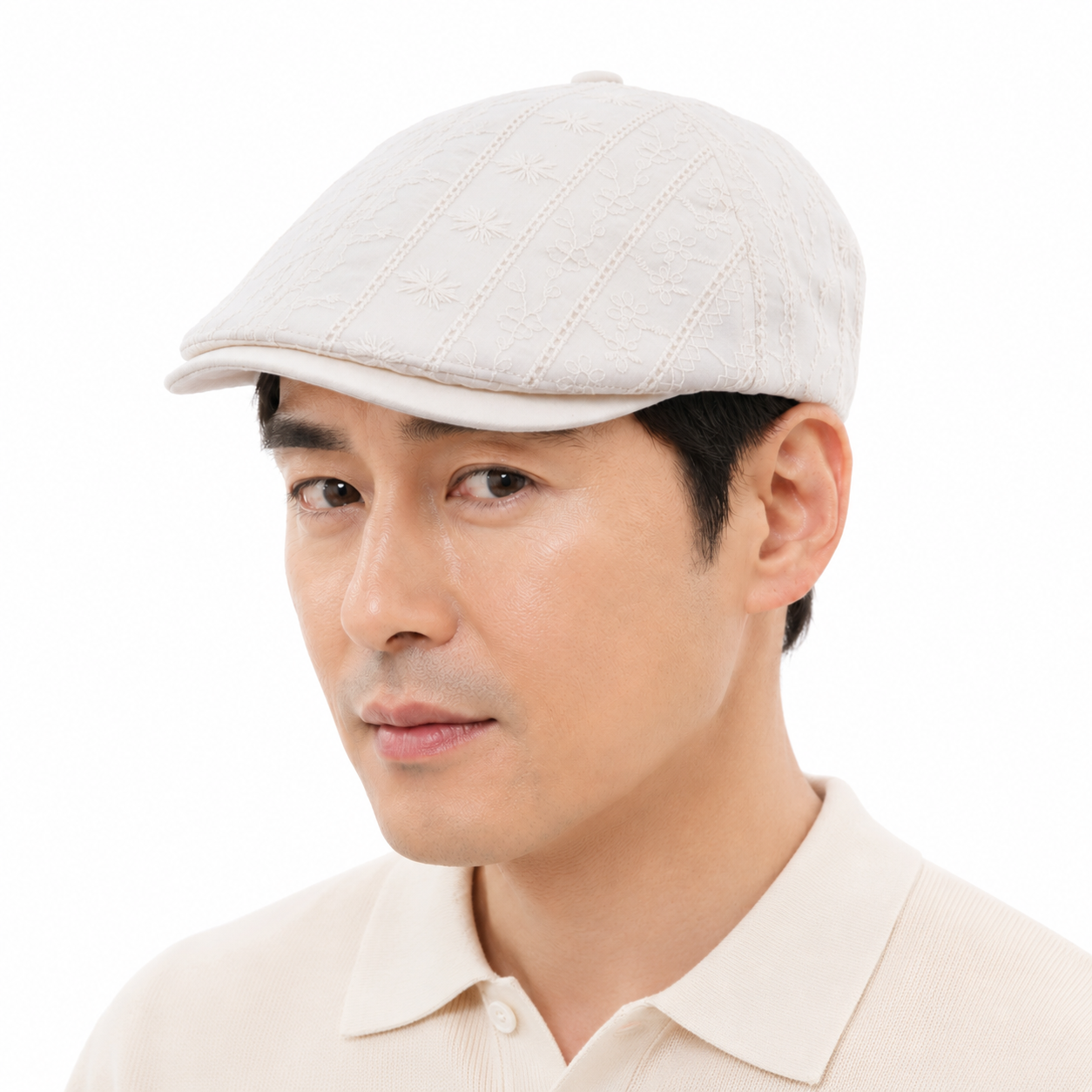 중년 남성 여성 여름 헌팅캡 자수 레이스 꽃무늬 도리구찌 베레모 빵모자 엄마 아빠 모자 - 상품 이미지