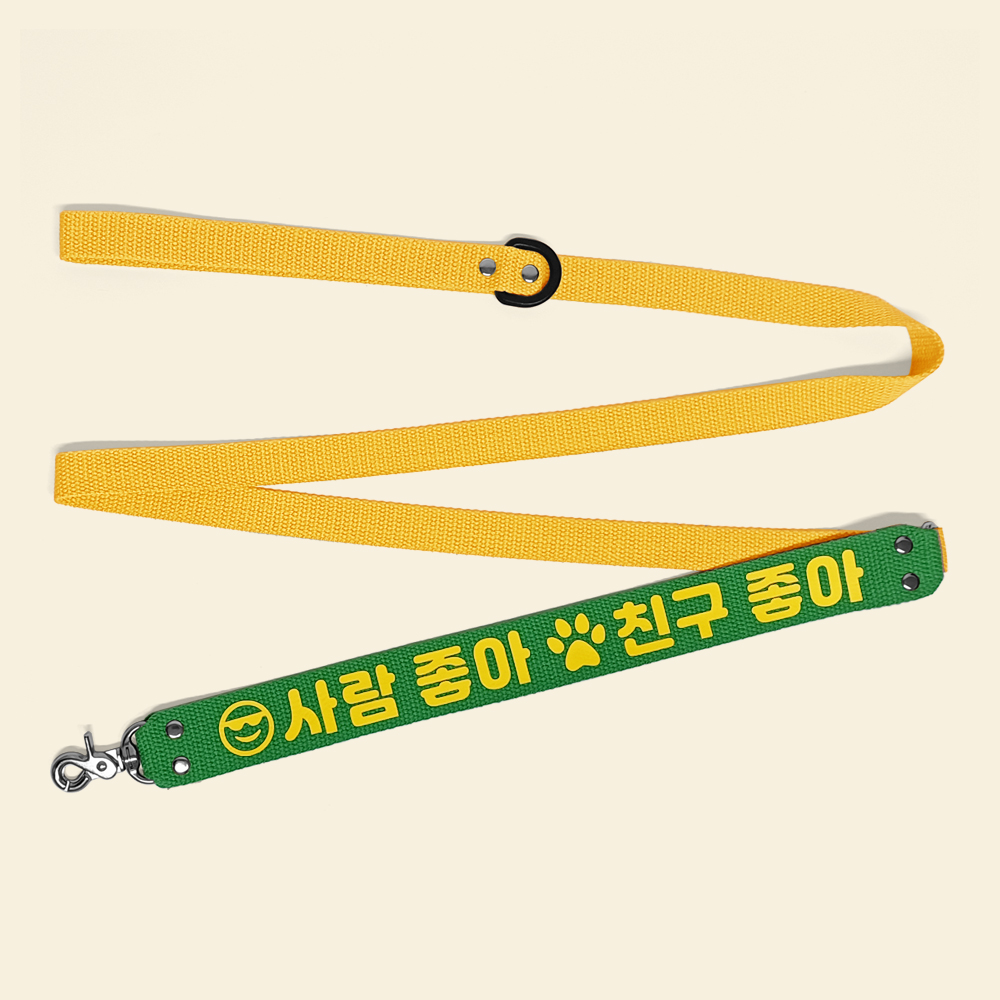 구바스 강아지 리드줄 핸즈프리 커스텀 메시지택 베이직M 2.5cm 야광 - 상세 이미지 4