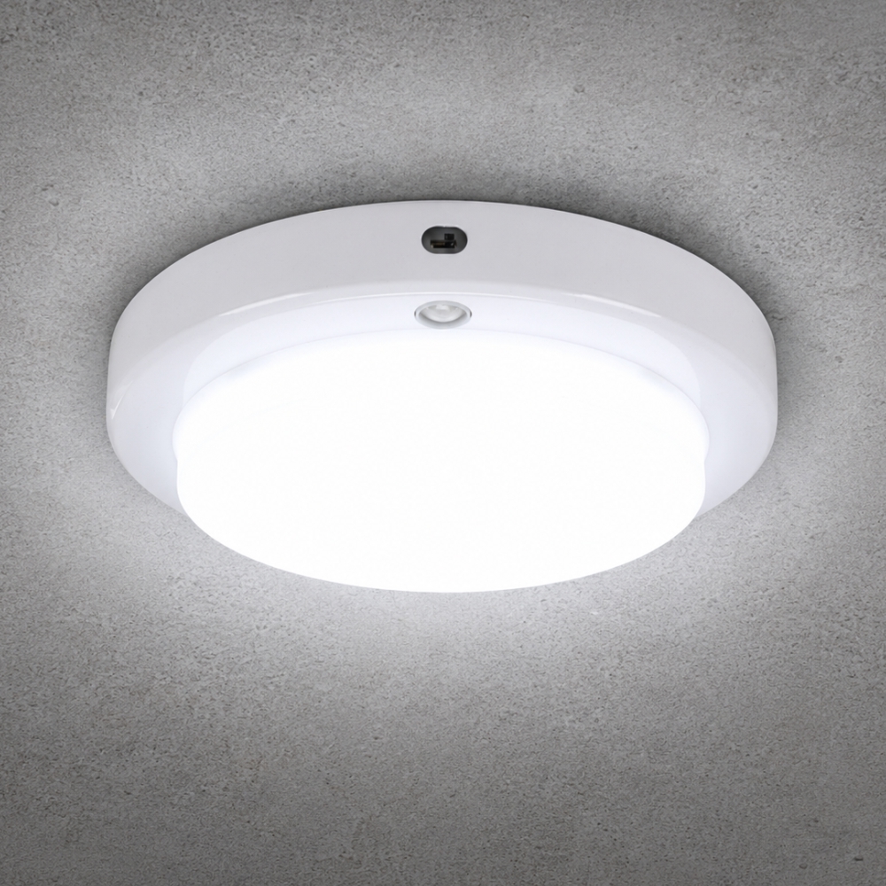국산 LED 원형 스마트 센서등 15W 주광색 적외선 마이콤센서 계단 복도 현관조명 - 상품 이미지