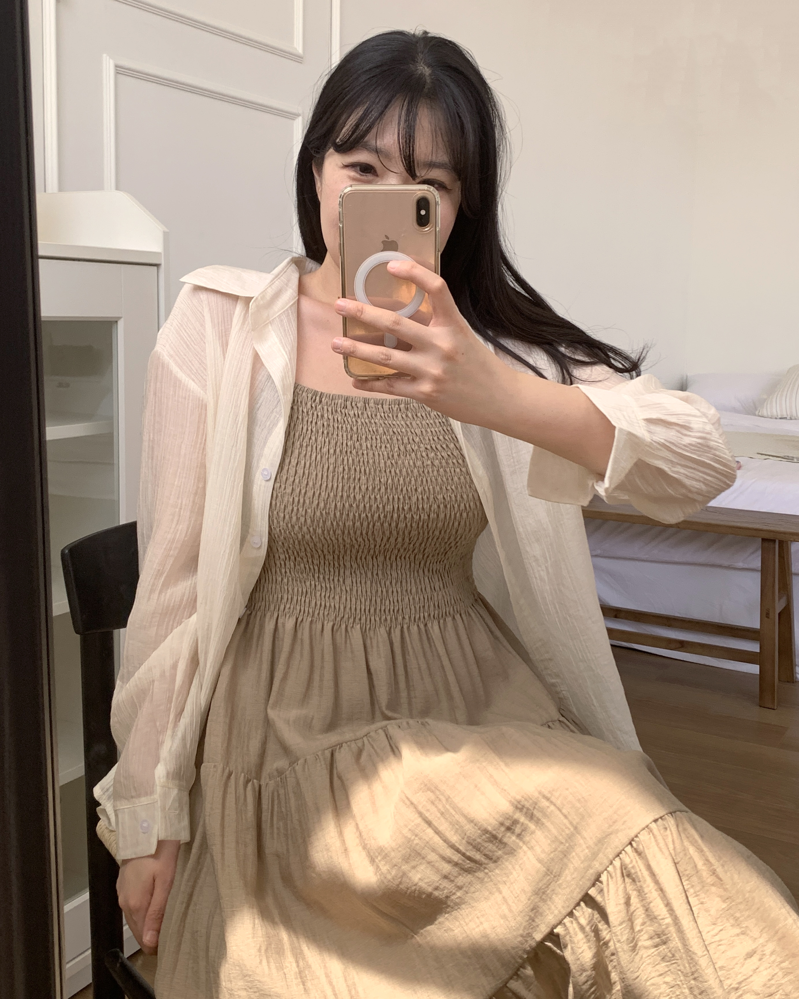 시원한 뒷트임 여름긴팔셔츠 시스루 커버업 비치웨어 이미지 8