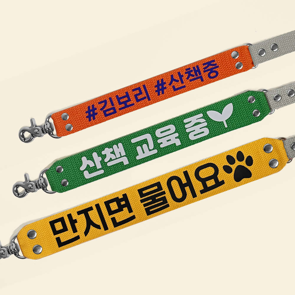 구바스 강아지 리드줄 핸즈프리 커스텀 메시지택 베이직M 2.5cm 야광 이미지 6