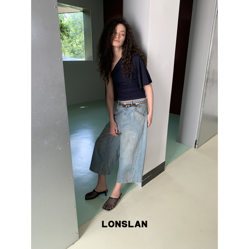 LONSLAN 론슬란 버뮤다팬츠 카프리 여성반바지 데님팬츠 여자 청바지 - 상세 이미지 5