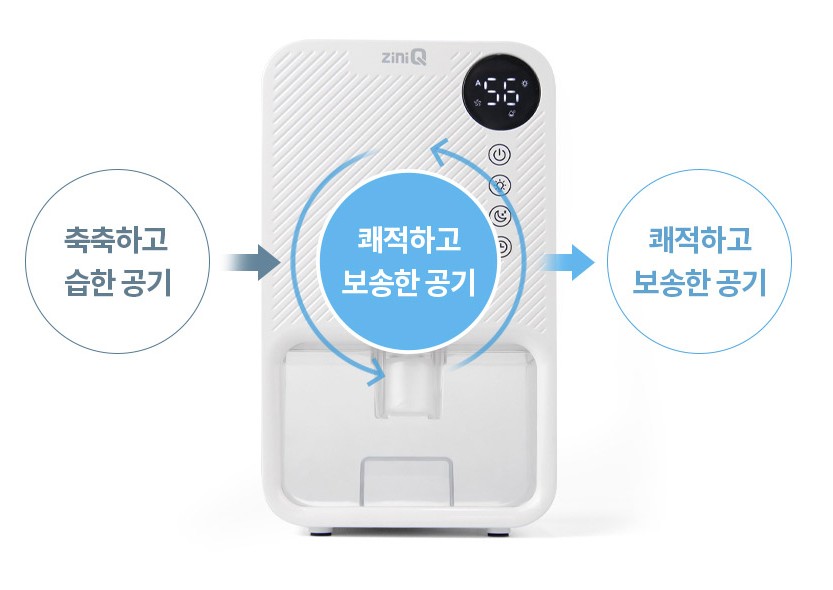지니큐 저소음 미니 제습기 원룸 욕실 무드등 습기제거기 - 상세 이미지 4