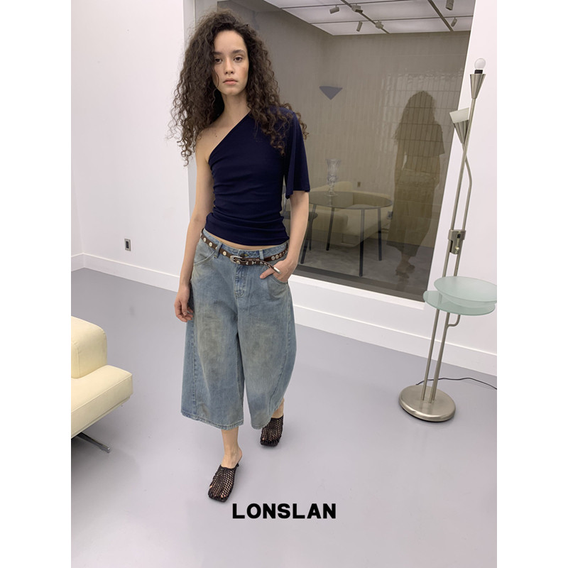 LONSLAN 론슬란 버뮤다팬츠 카프리 여성반바지 데님팬츠 여자 청바지 - 상세 이미지 4