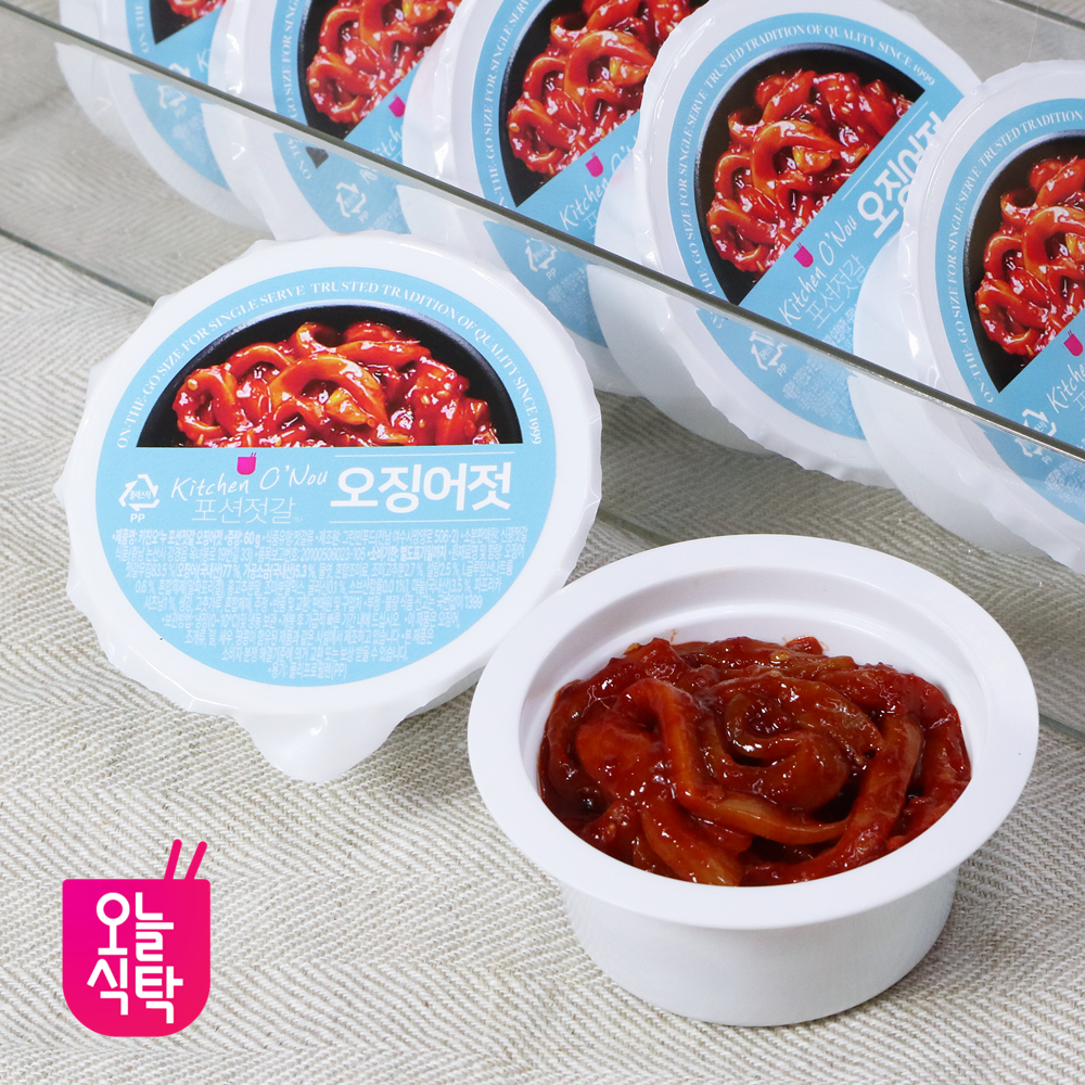 강경 오늘식탁 국내산 오징어젓갈 소포장 포션 젓갈 캠핑 여행 도시락 60g, 5개 - 상품 이미지