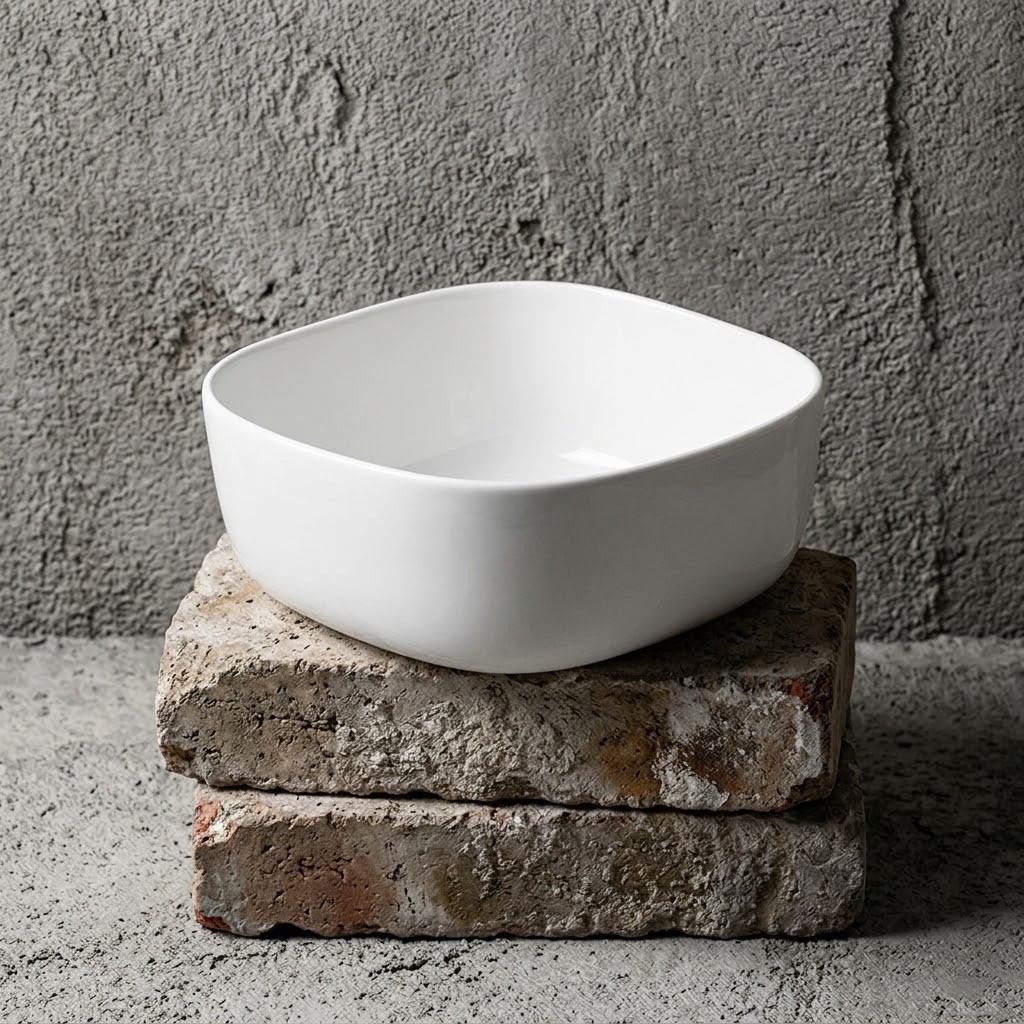 루비니 도자기 사각 샐러드볼 포케볼 포케 그릇 보울 20cm, 화이트 - 상세 이미지 3